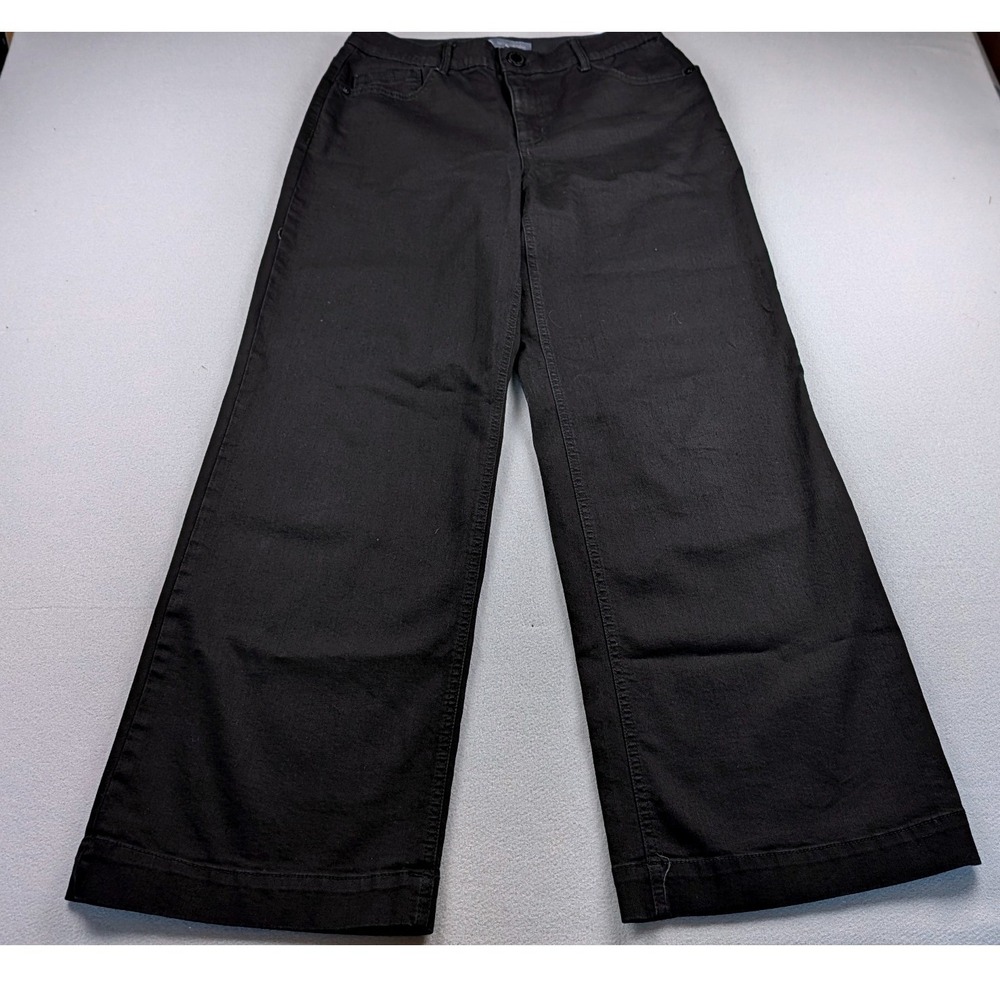 Wit & Wisdom Ab-Solution Wide‎ Leg Pants Black High Rise Trousers Women 10